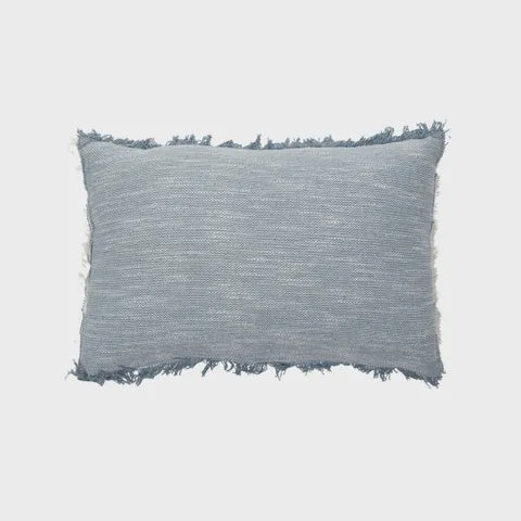 Melange Cotton Cushion - stone wash blue