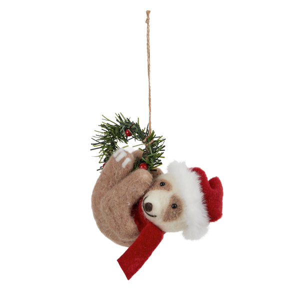 Christmas Hanger - Sloth holding Wreath