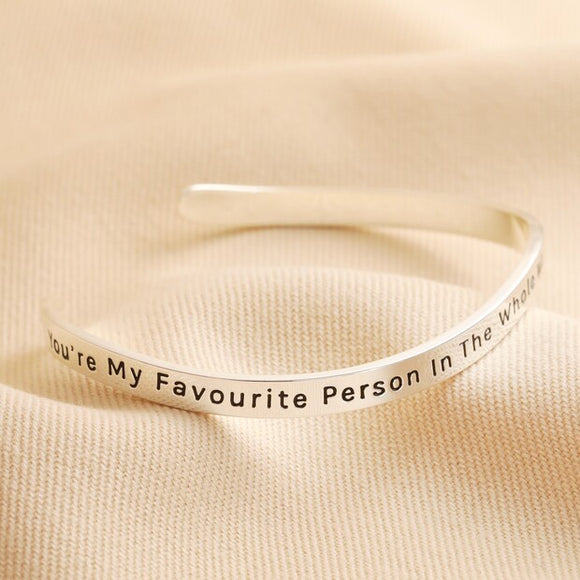 Adjustable Organic Meaningful Bangle Favourite Person Silver