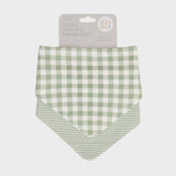 All4Ella Reversible Bandana Bibs 2pk - Gingham Sage