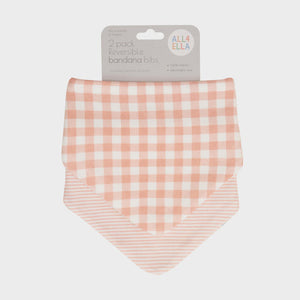 All4Ella Reversible Bandana Bibs 2pk - Gingham Strawberry