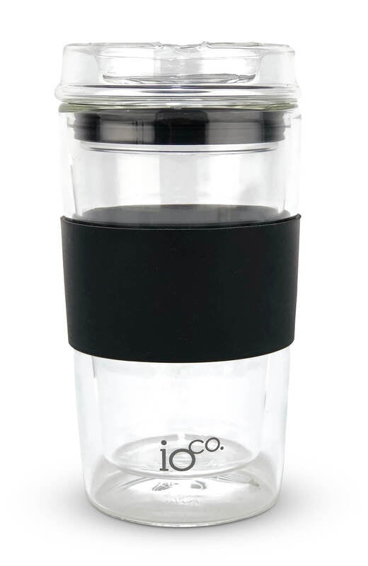IOco 12oz Glass Travel Cup - Black Night