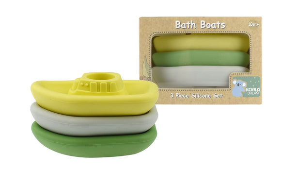 Silicone Bath Boats 3pc - Green