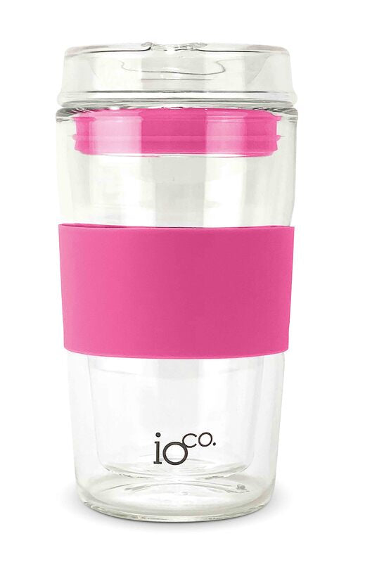 IOco 12oz Glass Travel Cup -  Bossy Pink