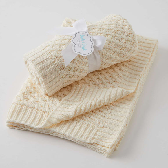 Blanket - Basket Weave Knit - Cream
