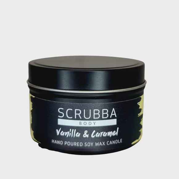 Scrubba Travel Candle Tin - Vanilla & Caramel 120g