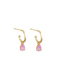 Earrings -  Pink Crystal Tear Huggie