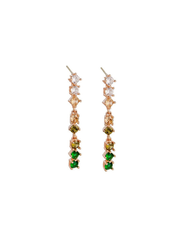 Earrings - Rose Gold Emerald Cascading Crystal
