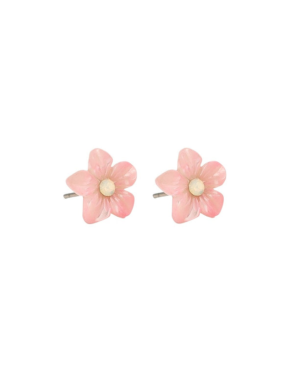 Earrings - Pink Flower Stud