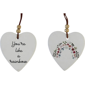 Hanging Heart - Rainbow Flowers