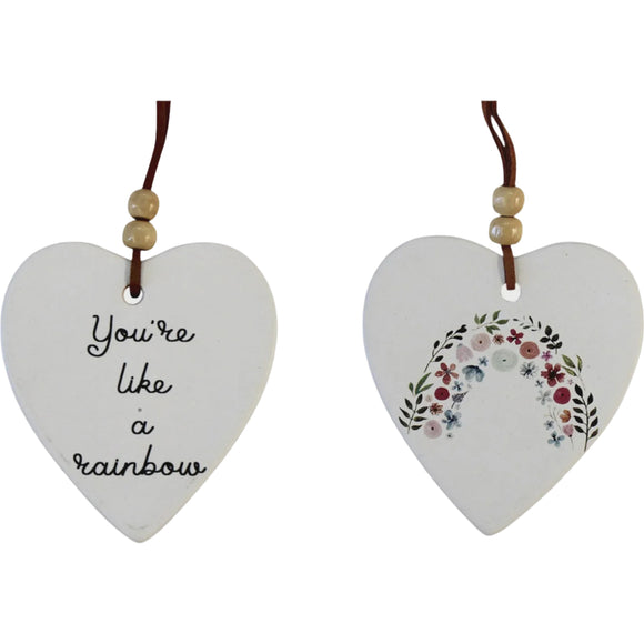 Hanging Heart - Rainbow Flowers