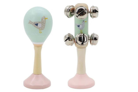 Calm & Breezy Maraca & Bell Stick Set - Seagull