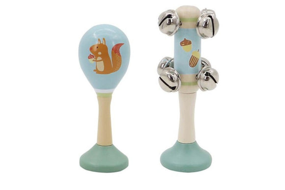 Calm & Breezy Maraca & Bell Stick Set - Squirrel