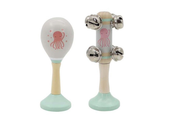 Calm & Breezy Maraca & Bell Stick Set - Octopus