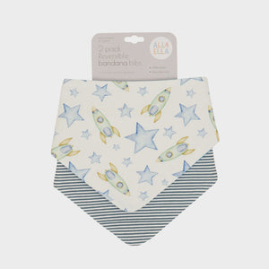 All4Ella Reversible Bandana Bibs 2pk - Rocket