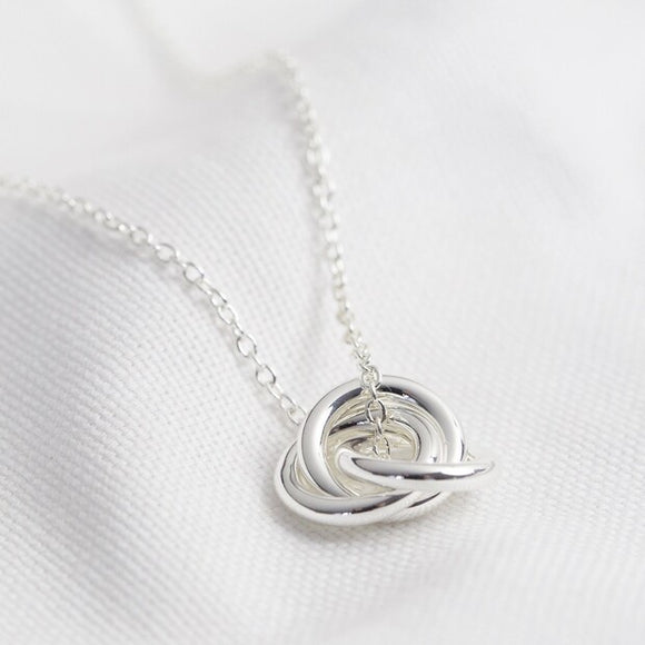Triple Linked Ring Pendant Necklace in Silver